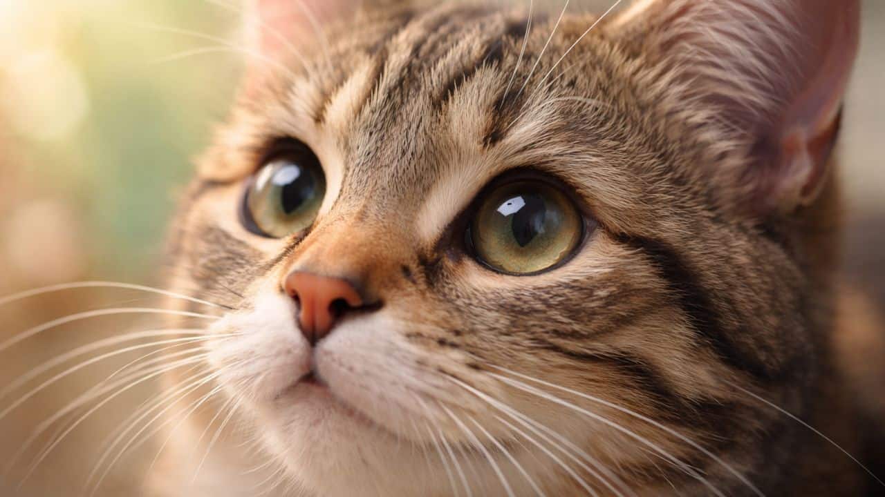 close up of cat eye showing eyelashes